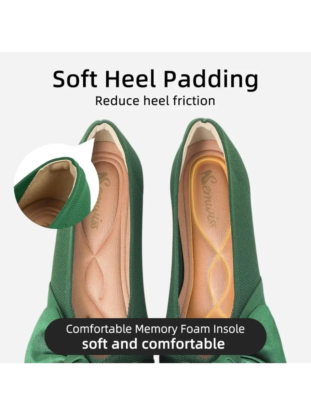 Women's Green Mesh Pointed Toe Ballet Slip On Comfortable  Flats with Bow Shoes